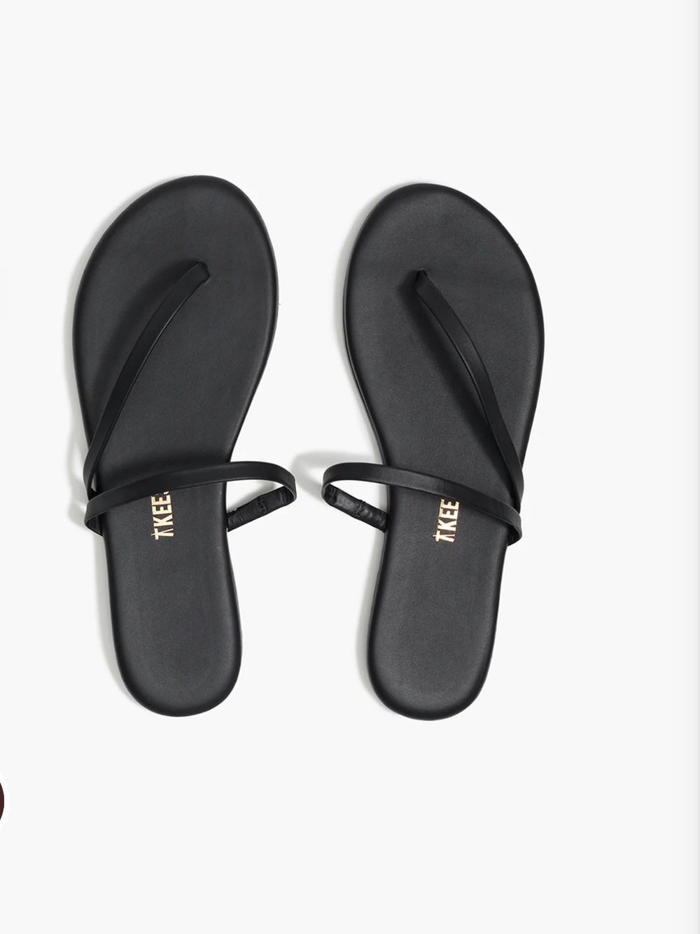 TKEES Sarit Black Leather Toe Ring Sandals Size 39 Minimalist Flat Thong Slides
